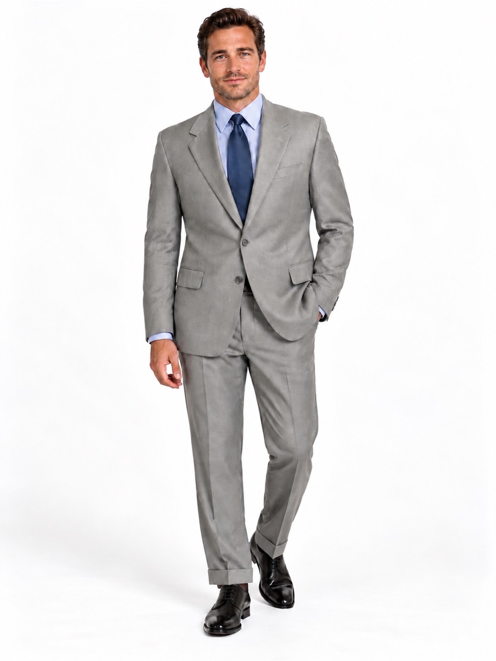 Tom James Royal Classic Gray Suit | 2-Piece | Hand Tailored | Executive Business